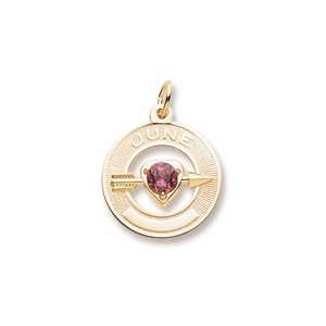 June Birthstone Charm in Yellow Gold