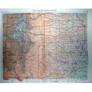  Colour Map 1957 North America Fort Worth Dallas Mexico 