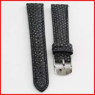   Python Gray Glitter Leather Watch Strap Band Silver Buckle 16mm  