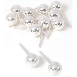  12 Sterling Silver Ball Earrings Studs Posts Piercing 