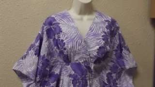 Vtg Royal Hawaii Creation Purple caftan Hawaiian MuMu Batwing  