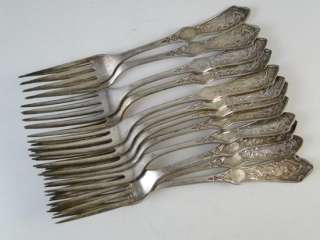 Antique Reed & Barton Pearl 1898 Silverplate Dinner Fork Set x12 
