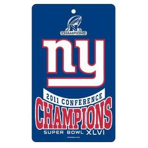 NFL New York Giants 2011 NFC Champions 7.25 x 12 Plastic Sign 