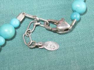 beautiful turquoise beads necklace with sterling chain and catch. The 