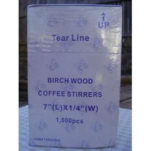 Birch Wood Coffee Stirrers, 1000 Count, Round Ends, 7