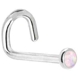   2mm Light Pink Synthetic Opal Left Nostril Screw   20 Gauge Jewelry