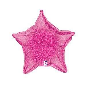  Holographic Pink Star Shaped Shiny 21 Balloon Mylar 