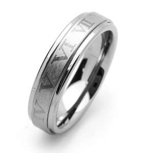  6MM Comfort Fit Tungsten Carbide Wedding Band Roman Number 