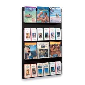  Magazine Rack with Adjustable Pockets, 29 x 48 inches   Black ABS 