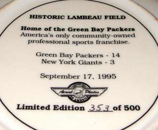 HISTORIC LAMBEAU FIELD Green Bay Packers NFL Football Plate  