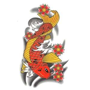  Large Orange Koi fish Temporaray Tattoo: Toys & Games