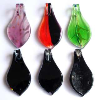 Leaf 6styles High Step Murano Lampwork Glass Pendant Necklace Earring 