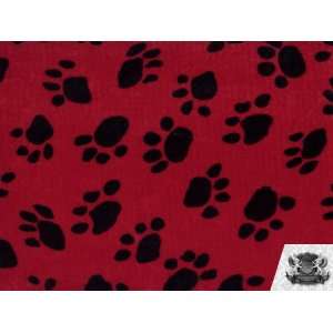   Faux / Fake Fur Paw Print RED Fabric By the Yard: Everything Else
