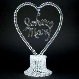 Personalized Hand Blown Glass Wedding Cake Top Topper  