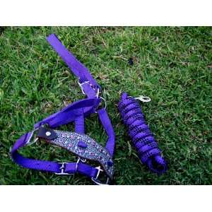  HALTER BRONC PURPLE NYLON NOSE BAND CRYSTALS BLING 