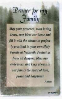 PRAYER FOR MY FAMILY Wallet/Prayer Card Inspirational  