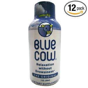 Blue Cow Relaxation Shot, Lemon Mist, 2 Ounce Bottles (Pack of 12 
