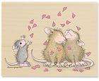 NEW Set of 2 Large Wood Mount Rubber Stamps House Mouse Designs Mice 