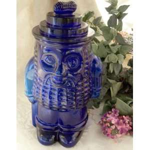  Mr Peanut Cobalt Blue Glass Jar: Home & Kitchen