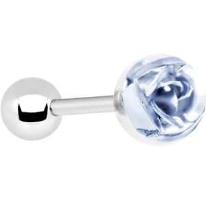  Floating Light Blue Rose Barbell Tongue Ring: Jewelry