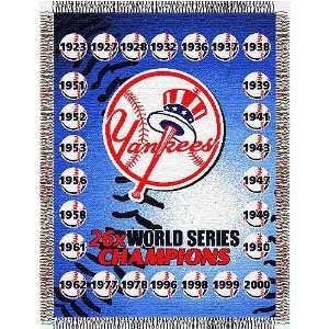 New York Yankees World Series Commemorative Woven MLB Tapestry Throw 