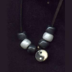   Pendant on Leather Necklace with Assorted Pony Beads 