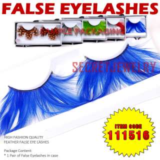   Blue Feather False Eyelashes . Fake Eye Lashes Extension #516  