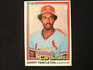 1981 Garry Templeton #187 WRONG BACK Keith Hernandez #67 ERROR 