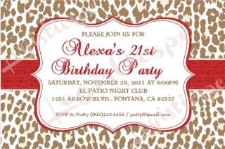 Birthday / Bridal Shower Leopard Zebra Invitation U Print / 24 Designs 