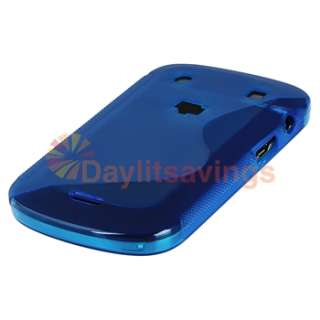 Blue TPU Hard Soft Case Cover+Privacy Screen Guard for Blackberry Bold 