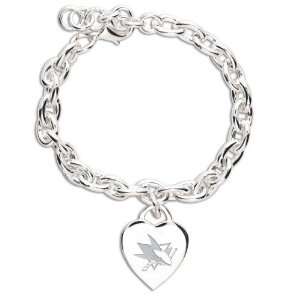  NHL San Jose Sharks Ladies Silver Heart Charm Bracelet 
