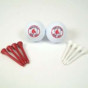  BOSTON RED SOX OFFICIAL GOLF BALLS (2) + TEES (6) Sports 