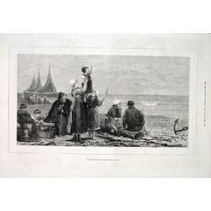  FatherS Coming By H Bource Antique Print 1876 Fine Art 