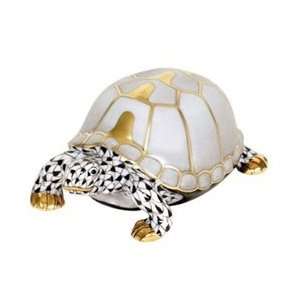    Herend Guild Society Box Turtle Black Fishnet