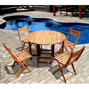   . Round Table and Folding Side Chair Dining Set   Seats 4   V1206SET1