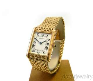 Vintage Cartier Swiss Tank 18k Gold Mesh Bracelet Mens Watch NR 