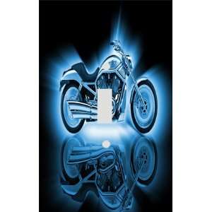 Electric Blue Motorcycle Decorative Switchplate Cover 