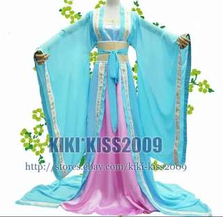 China Fairy girl s HANFU Tan Dynasty Blue Kimono Dress  