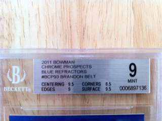 Brandon Belt 2011 Bowman Blue Refractor #d/250 BGS 9! San Francisco 