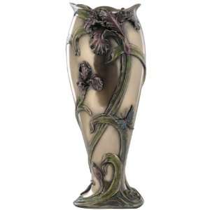  Butterfly & Iris Cold Cast Bronze Vase