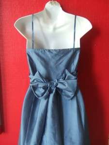 ANN TAYLOR blue SILK formal gown full length PARTY dress BOW BACK $298 