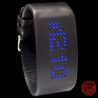 MATRIX CUFF   DIGITAL LED WATCH   LEATHER & BLUE LEDs  