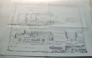 Mack c. 1950s 85 Triple Pumper Fire Truck Blueprint  