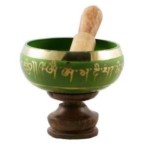  Tibetan Singing Bowl  Green 4.25 Inches