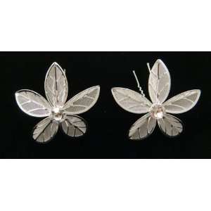  Pair Of Large Silvery Finish Flower Hair Pins: Beauty