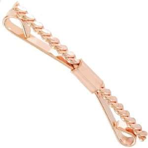 Rose Gold Plated Mens Collar Clip Bar Twisted Wire Design 2 3/8 Large 
