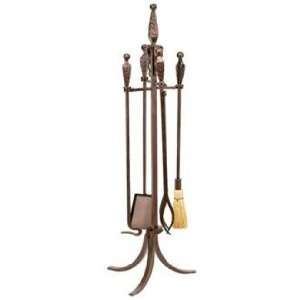   House Bronze 4 Piece Wrought Iron Fireplace Tool Set: Home & Kitchen