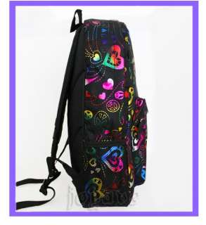 Track Rainbow Colored Heart Peace Signs Backpack School Bag 16.5 