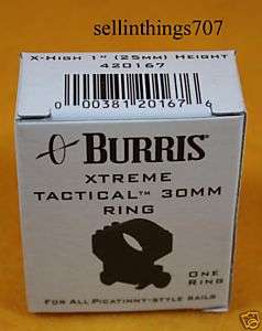 Burris Xtreme Tactical 30mm X High 1(25mm) Ring 420167  
