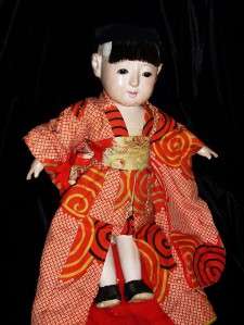   Antique Japanese Ichimatsu Boy Doll Gofun The males are more rare